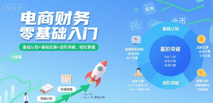 电商财务零基础入门，基础认知+基础实操+进阶突破，轻松掌握-奇奇网创