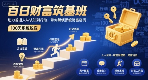 百日财富筑基班，助力普通人从认知到行动，带你解锁顶级财富密码-奇奇网创