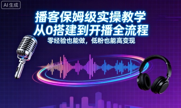 播客保姆级实操教学，从0搭建到开播全流程，零经验也能做，低粉也能高变现-奇奇网创