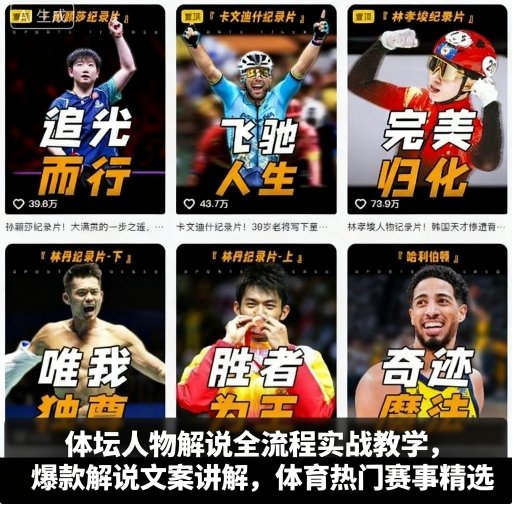 体坛人物解说全流程实战教学，爆款解说文案讲解，体育热门赛事精选-奇奇网创