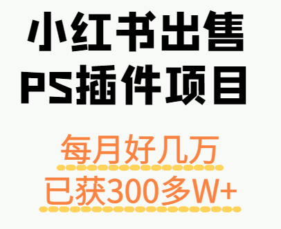 小红书出售PS插件项目，每月都收入好几万，长期操作已获利300多W+-奇奇网创