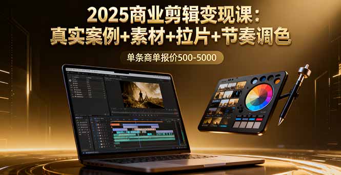 2025商业剪辑变现课：真实案例+素材+拉片+节奏调色，单条商单报价500-5000-奇奇网创
