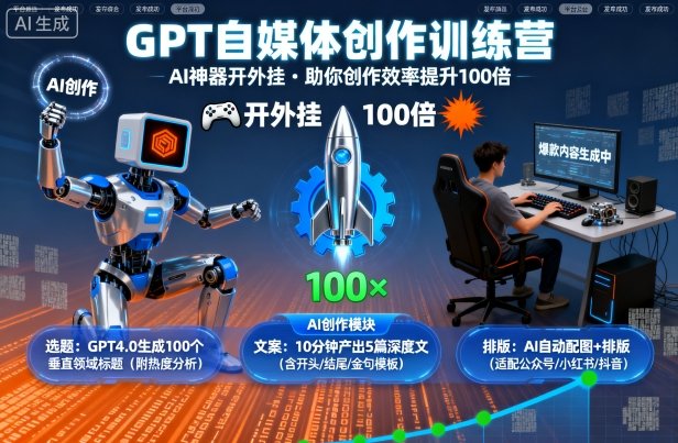GPT自媒体创作训练营：AI神器开外挂，助你创作效率提升100倍-奇奇网创