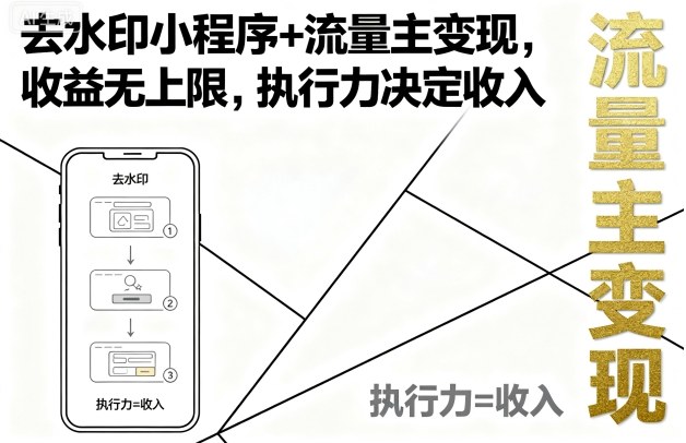 去水印小程序+流量主变现，收益无上限，执行力决定收入-奇奇网创