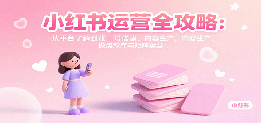 小红书运营全攻略：从平台了解到账号搭建、内容生产，做爆款库与矩阵运营-奇奇网创