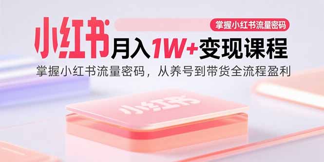 小红书月入1W+变现课程：掌握小红书流量密码，从养号到带货全流程盈利-奇奇网创