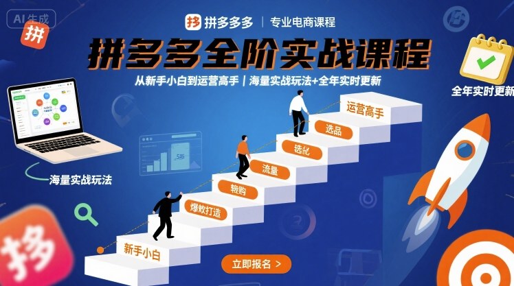 拼多多全阶实战课程，从新手小白到运营高手，海量实战玩法+全年实时更新【2025年9月更新】-奇奇网创