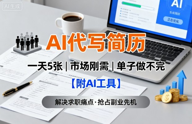 AI代写简历，一天5张，今年找工作难，市场刚需，单子做不完【附AI工具】-奇奇网创