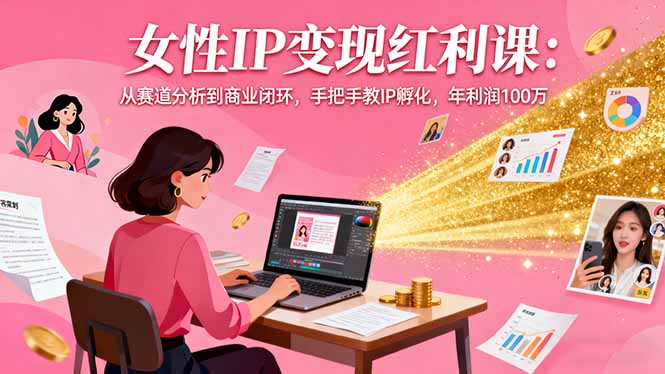 女性IP变现红利课：从赛道分析到商业闭环，手把手教IP孵化，年利润100万-奇奇网创