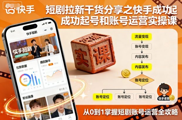 短剧拉新干货分享之快手成功起号和账号运营实操课-奇奇网创