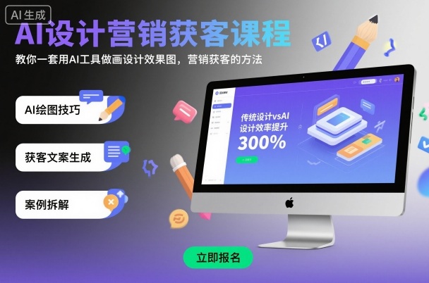 AI设计营销获客课程，教你一套用AI工具做画设计效果图，营销获客的方法-奇奇网创