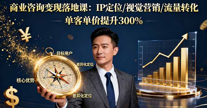 商业咨询变现落地课：IP定位/视觉营销/流量转化，单客单价提升300%-奇奇网创