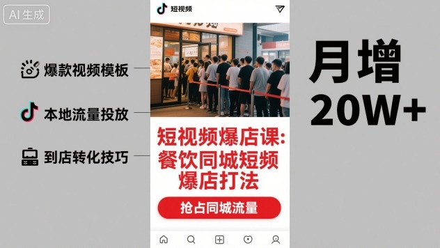短视频爆店课，餐饮同城短视频爆店打法-奇奇网创