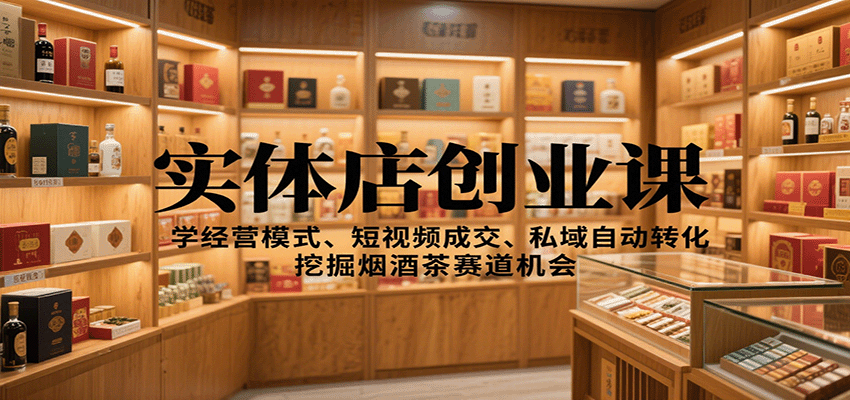 实体店创业课：学经营模式、短视频成交、私域自动转化，挖掘烟酒茶赛道机会-奇奇网创