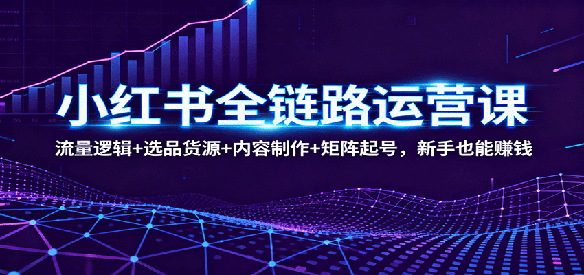 小红书全链路运营课：流量逻辑+选品货源+内容制作+矩阵起号，新手也能赚钱-奇奇网创