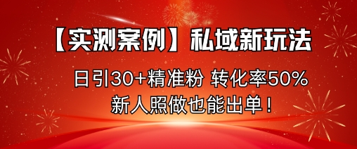 【实测案例】私域新玩法，日引30+精准粉，转化率50%，新人照做也能出单！-奇奇网创