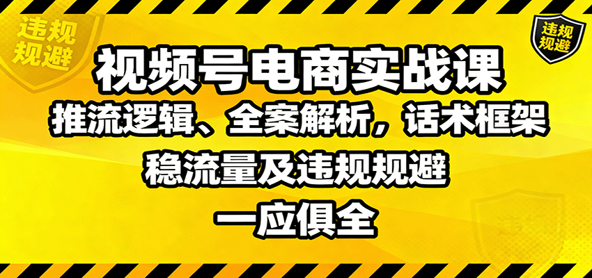 视频号电商实战课：推流逻辑、全案解析，话术框架，稳流量及违规规避等-奇奇网创