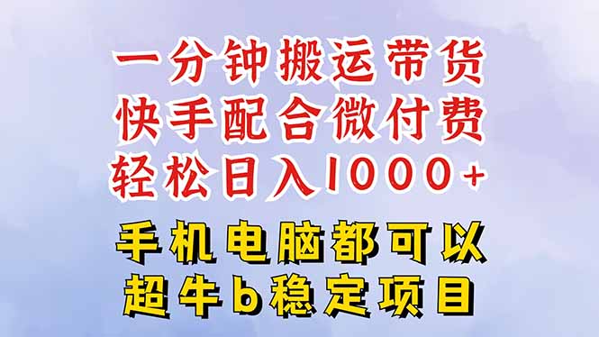 快手黑科技一分钟搬运带货，一刀不剪过原创，微付费投流玩法，轻松日入…-奇奇网创