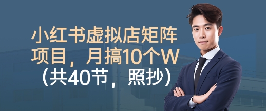 小红书虚拟店矩阵项目，照抄照做，月搞1W+(共40节)-奇奇网创
