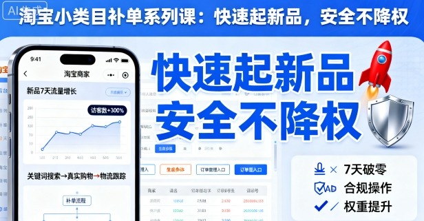 淘宝小类目补单系列课，快速起新品，安全不降权-奇奇网创