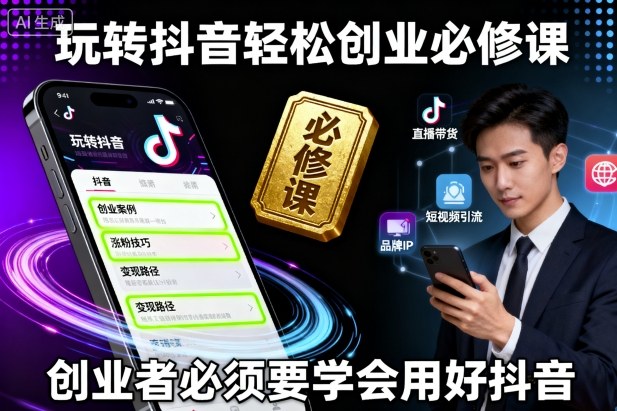 玩转抖音轻松创业必修课，创业者必须要学会用好抖音-奇奇网创
