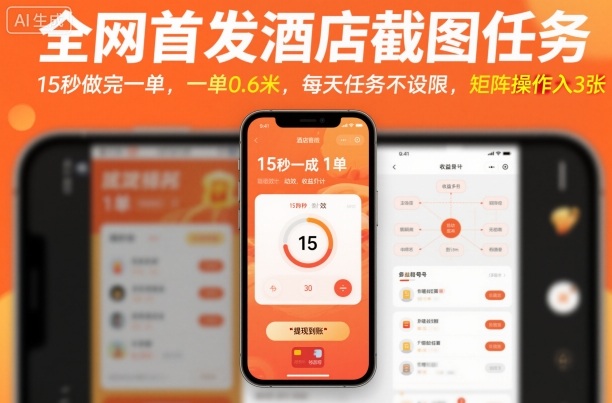 全网首发酒店截图任务，15秒做完一单，一单0.6米，每天任务不设限，矩阵操作日入3张【揭秘】-奇奇网创