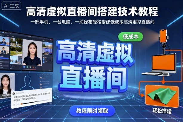 高清虚拟直播间搭建技术教程，一部手机、一台电脑、一块绿布轻松搭建低成本高清虚拟直播间-奇奇网创