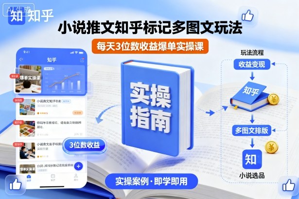 小说推文知乎标记多图文玩法，每天3位数收益爆单实操课-奇奇网创