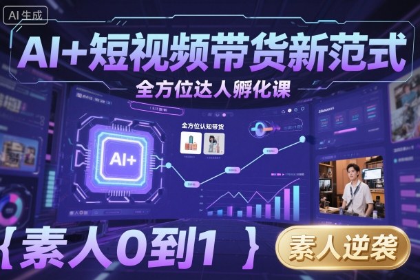 AI+短视频带货新范式全方位达人孵化课，素人也可以从0到1，全方位认知短视频带货-奇奇网创