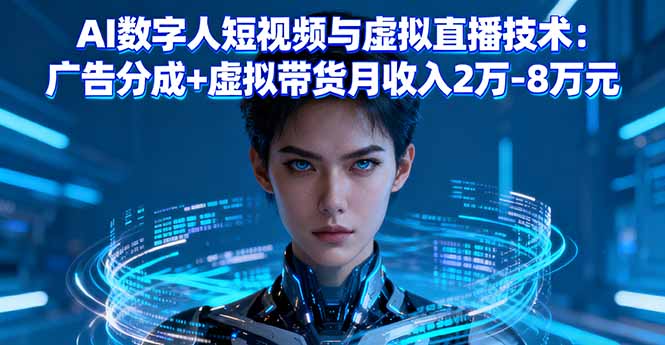 AI数字人短视频与虚拟直播技术：广告分成+虚拟带货月收入2万-8万元-奇奇网创
