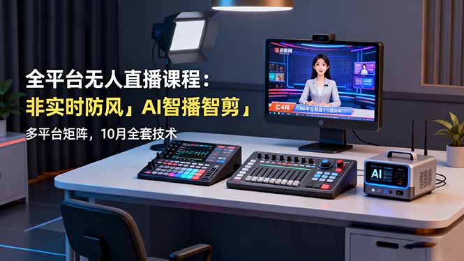 全平台无人直播课程：非实时防风＋AI智播智剪＋多平台矩阵，10月全套技术-奇奇网创