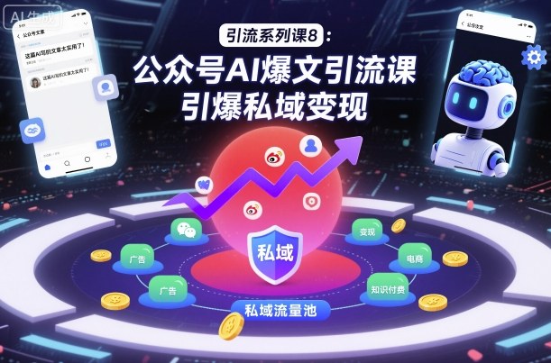 引流系列课8：公众号AI爆文引流课，引爆私域变现-奇奇网创