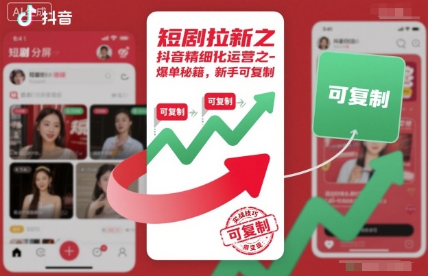 短剧拉新之抖音精细化运营之爆单秘籍，新手可复制-奇奇网创