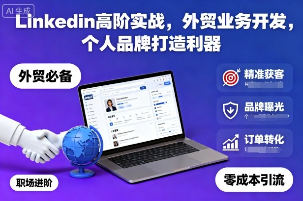 Linkedin高阶实战，外贸业务开发，个人品牌打造利器-奇奇网创