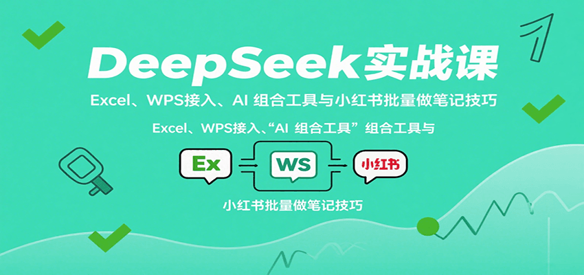DeepSeek实战课：Excel、WPS接入、AI 组合工具与小红书批量做笔记技巧-奇奇网创