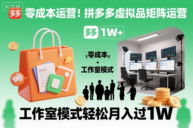 零成本运营！拼多多虚拟品矩阵运营，工作室模式轻松月入过1W-奇奇网创