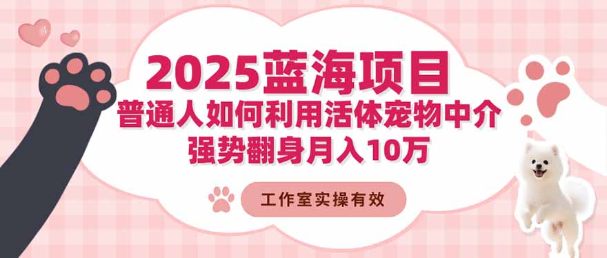 2025蓝海项目：普通人如何利用活体宠物中介，强势翻身月入10万-奇奇网创