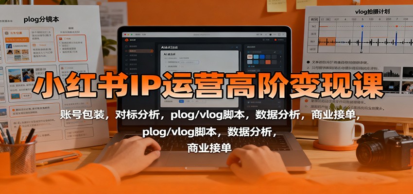 小红书IP运营高阶变现课：账号包装，对标分析，plog/vlog脚本，数据分析，商业接单-奇奇网创