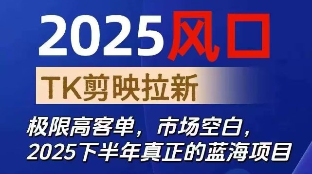 2025风口TK剪映capcut拉新项目，极限高客单，市场空白，2025下半年真正的蓝海项目-奇奇网创