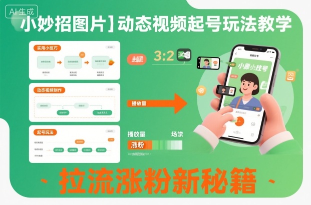 小妙招图片＋动态视频起号玩法教学，拉流涨粉新秘籍-奇奇网创