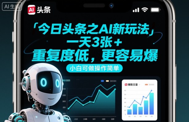今日头条之AI新玩法，一天3张+，重复度低，更容易爆，小白可做操作简单-奇奇网创
