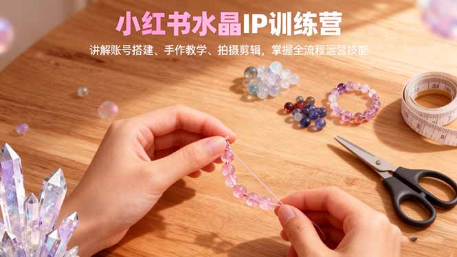 小红书水晶IP训练营，讲解账号搭建、手作教学、拍摄剪辑，全流程运营技能-奇奇网创