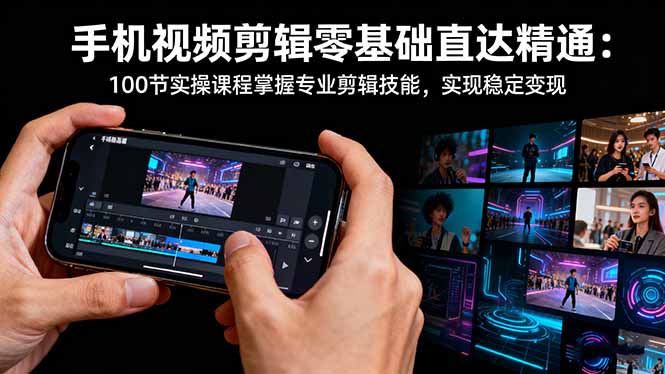 手机视频剪辑零基础直达精通：100节实操课程掌握专业剪辑技能，实现稳…-奇奇网创