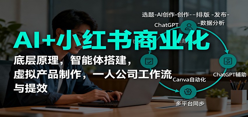 AI+小红书商业化，底层原理，智能体搭建，虚拟产品制作，一人公司工作流与提效-奇奇网创