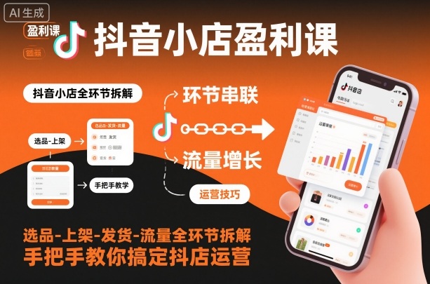 抖音小店盈利课-选品-上架-发货-流量全环节拆解，手把手教你搞定抖店运营-奇奇网创