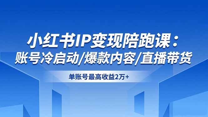 小红书IP变现陪跑课：账号冷启动/爆款内容/直播带货，单账号最高收益2万+-奇奇网创