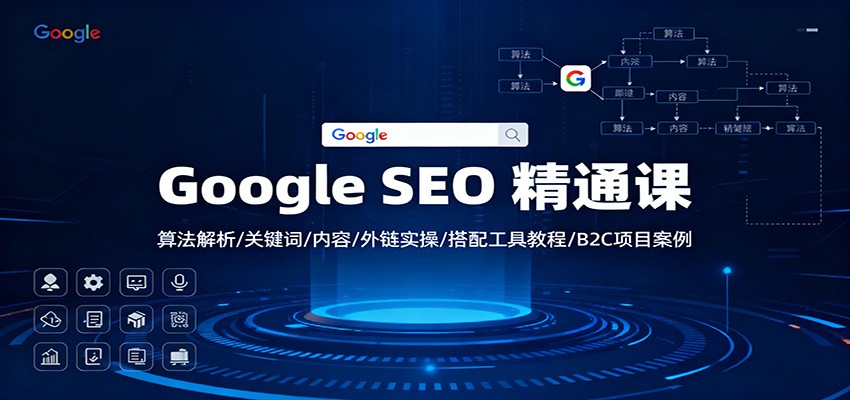 Google SEO 精通课：算法解析/关键词/内容/外链实操/搭配工具教程/B2C项目案例-奇奇网创
