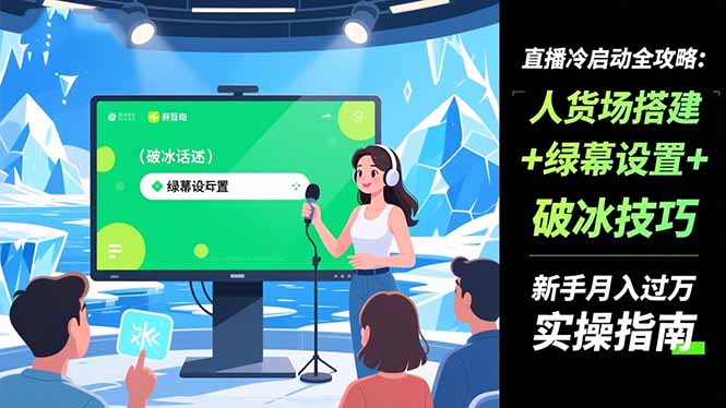 直播冷启动全攻略:人货场搭建+绿幕设置+破冰技巧，新手月入过万实操指南-奇奇网创