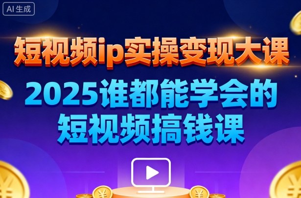 短视频ip实操变现大课，7月26-27日广州站线下课，2025谁都能学会的短视频搞钱课-奇奇网创