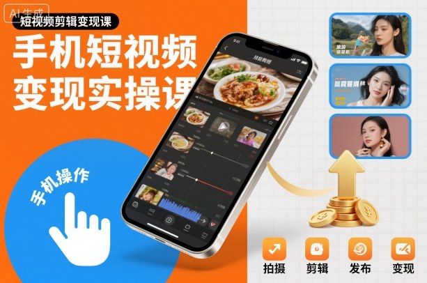 手机短视频变现实操课，短视频剪辑变现课-奇奇网创